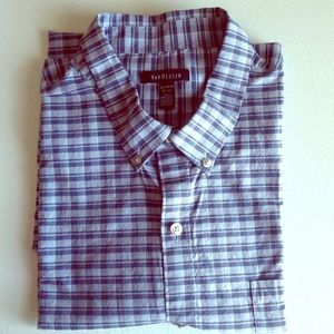 Van Heusen Blue Plaid Short Sleeve Button Down